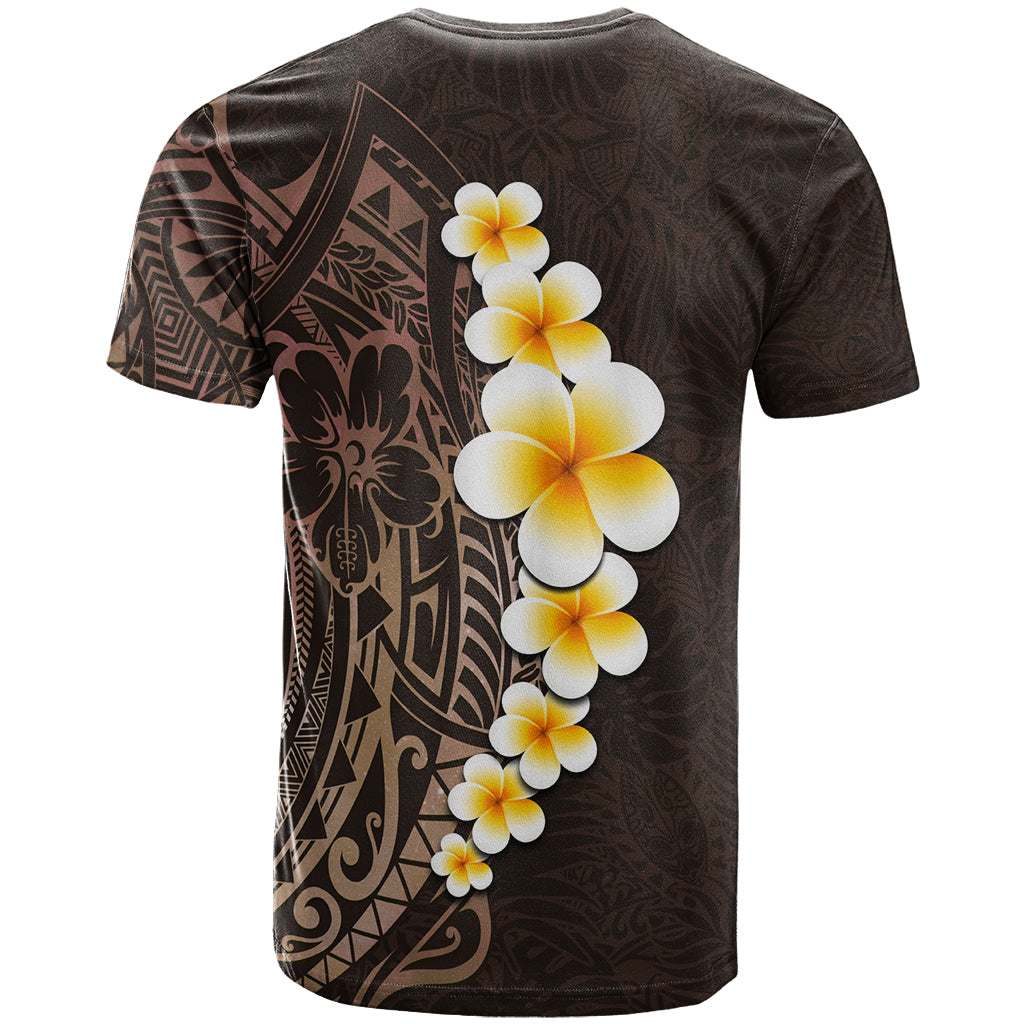 Brown Polynesia T Shirt Plumeria Tropical Leaves With Galaxy Polynesian Art LT14 - Polynesian Pride