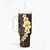 Brown Polynesia Tumbler With Handle Plumeria Tropical Leaves With Galaxy Polynesian Art