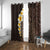 Brown Polynesia Window Curtain Plumeria Tropical Leaves With Galaxy Polynesian Art LT14 With Grommets Brown - Polynesian Pride