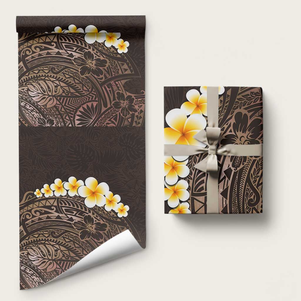 Brown Polynesia Wrapping Paper Plumeria Tropical Leaves With Galaxy Polynesian Art LT14 58" × 23" Brown - Polynesian Pride