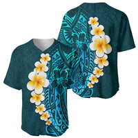 Turquosie Polynesia Baseball Jersey Plumeria Tropical Leaves With Galaxy Polynesian Art LT14 - Polynesian Pride