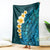 Turquosie Polynesia Blanket Plumeria Tropical Leaves With Galaxy Polynesian Art LT14 Turquoise - Polynesian Pride