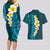 Turquosie Polynesia Couples Matching Long Sleeve Bodycon Dress and Hawaiian Shirt Plumeria Tropical Leaves With Galaxy Polynesian Art LT14 - Polynesian Pride