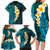 Turquosie Polynesia Family Matching Long Sleeve Bodycon Dress and Hawaiian Shirt Plumeria Tropical Leaves With Galaxy Polynesian Art LT14 - Polynesian Pride