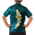 Turquosie Polynesia Family Matching Mermaid Dress and Hawaiian Shirt Plumeria Tropical Leaves With Galaxy Polynesian Art LT14 - Polynesian Pride