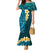 Turquosie Polynesia Family Matching Mermaid Dress and Hawaiian Shirt Plumeria Tropical Leaves With Galaxy Polynesian Art LT14 Mom's Dress Turquoise - Polynesian Pride