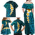 Turquosie Polynesia Family Matching Off Shoulder Maxi Dress and Hawaiian Shirt Plumeria Tropical Leaves With Galaxy Polynesian Art LT14 - Polynesian Pride