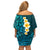 Turquosie Polynesia Family Matching Off Shoulder Short Dress and Hawaiian Shirt Plumeria Tropical Leaves With Galaxy Polynesian Art LT14 - Polynesian Pride