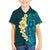 Turquosie Polynesia Family Matching Off Shoulder Short Dress and Hawaiian Shirt Plumeria Tropical Leaves With Galaxy Polynesian Art LT14 Son's Shirt Turquoise - Polynesian Pride