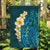 Turquosie Polynesia Garden Flag Plumeria Tropical Leaves With Galaxy Polynesian Art LT14 Garden Flag Turquoise - Polynesian Pride