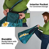 Turquosie Polynesia Grocery Bag Plumeria Tropical Leaves With Galaxy Polynesian Art LT14 - Polynesian Pride