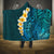 Turquosie Polynesia Hooded Blanket Plumeria Tropical Leaves With Galaxy Polynesian Art LT14 One Size Turquoise - Polynesian Pride