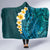 Turquosie Polynesia Hooded Blanket Plumeria Tropical Leaves With Galaxy Polynesian Art LT14 - Polynesian Pride