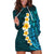 Turquosie Polynesia Hoodie Dress Plumeria Tropical Leaves With Galaxy Polynesian Art LT14 Turquoise - Polynesian Pride