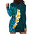 Turquosie Polynesia Hoodie Dress Plumeria Tropical Leaves With Galaxy Polynesian Art LT14 - Polynesian Pride