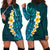 Turquosie Polynesia Hoodie Dress Plumeria Tropical Leaves With Galaxy Polynesian Art LT14 - Polynesian Pride