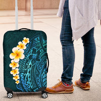Turquosie Polynesia Luggage Cover Plumeria Tropical Leaves With Galaxy Polynesian Art LT14 Turquoise - Polynesian Pride