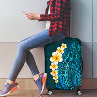 Turquosie Polynesia Luggage Cover Plumeria Tropical Leaves With Galaxy Polynesian Art LT14 - Polynesian Pride