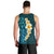 Turquosie Polynesia Men Tank Top Plumeria Tropical Leaves With Galaxy Polynesian Art LT14 - Polynesian Pride