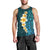 Turquosie Polynesia Men Tank Top Plumeria Tropical Leaves With Galaxy Polynesian Art LT14 - Polynesian Pride