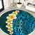 Turquosie Polynesia Round Carpet Plumeria Tropical Leaves With Galaxy Polynesian Art LT14 Turquoise - Polynesian Pride