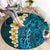 Turquosie Polynesia Round Carpet Plumeria Tropical Leaves With Galaxy Polynesian Art LT14 - Polynesian Pride