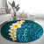 Turquosie Polynesia Round Carpet Plumeria Tropical Leaves With Galaxy Polynesian Art LT14 - Polynesian Pride