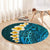 Turquosie Polynesia Round Carpet Plumeria Tropical Leaves With Galaxy Polynesian Art LT14 - Polynesian Pride