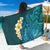 Turquosie Polynesia Sarong Plumeria Tropical Leaves With Galaxy Polynesian Art LT14 One Size 44 x 66 inches Turquoise - Polynesian Pride