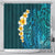 Turquosie Polynesia Shower Curtain Plumeria Tropical Leaves With Galaxy Polynesian Art LT14 - Polynesian Pride