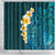 Turquosie Polynesia Shower Curtain Plumeria Tropical Leaves With Galaxy Polynesian Art LT14 - Polynesian Pride