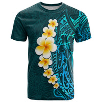 Turquosie Polynesia T Shirt Plumeria Tropical Leaves With Galaxy Polynesian Art LT14 Turquoise - Polynesian Pride