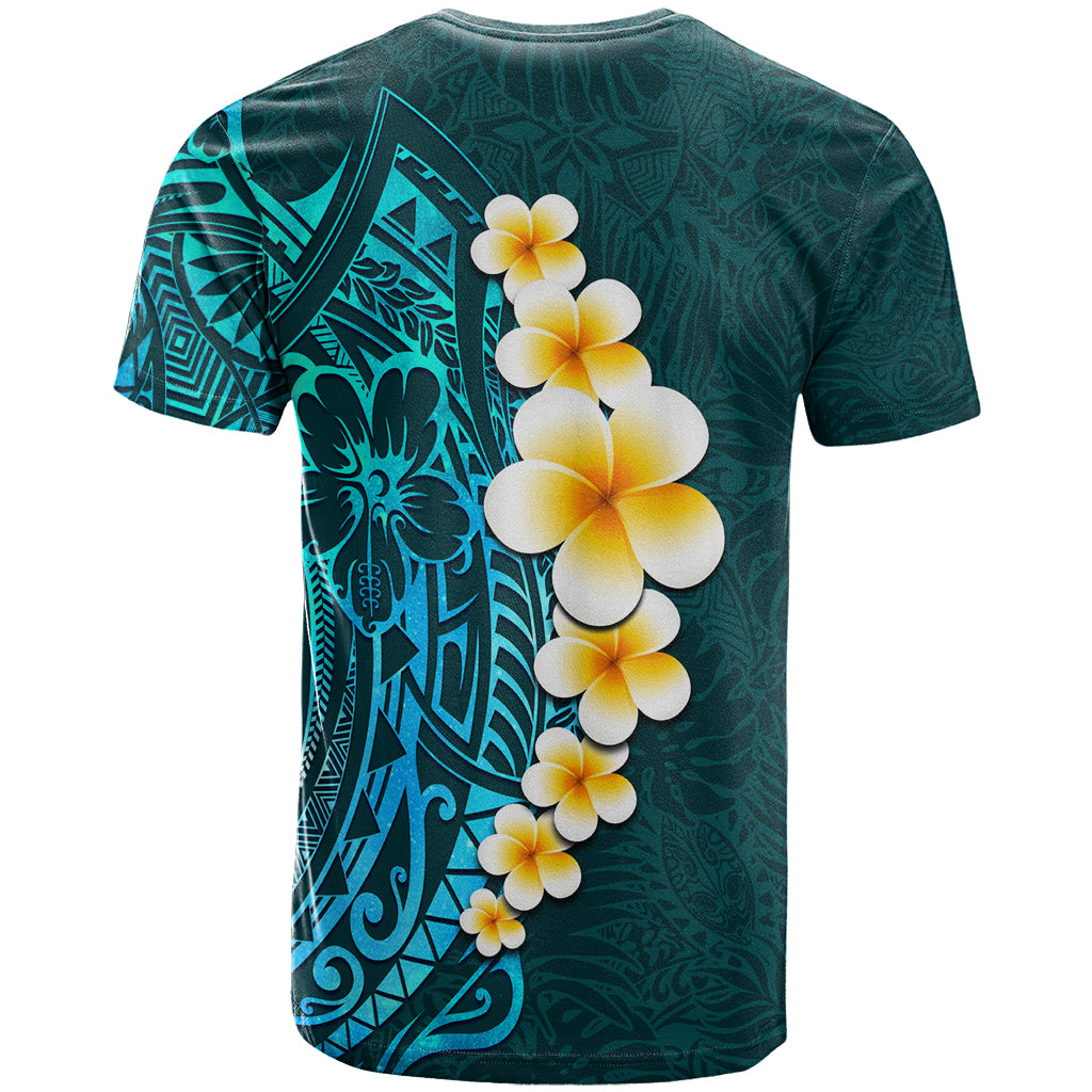 Turquosie Polynesia T Shirt Plumeria Tropical Leaves With Galaxy Polynesian Art LT14 - Polynesian Pride