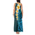 Turquosie Polynesia Tank Maxi Dress Plumeria Tropical Leaves With Galaxy Polynesian Art LT14 - Polynesian Pride