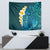 Turquosie Polynesia Tapestry Plumeria Tropical Leaves With Galaxy Polynesian Art LT14 - Polynesian Pride