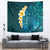 Turquosie Polynesia Tapestry Plumeria Tropical Leaves With Galaxy Polynesian Art LT14 - Polynesian Pride