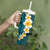 Turquosie Polynesia Tumbler With Handle Plumeria Tropical Leaves With Galaxy Polynesian Art