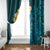 Turquosie Polynesia Window Curtain Plumeria Tropical Leaves With Galaxy Polynesian Art LT14 - Polynesian Pride