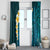 Turquosie Polynesia Window Curtain Plumeria Tropical Leaves With Galaxy Polynesian Art LT14 - Polynesian Pride