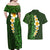 Green Polynesia Couples Matching Off Shoulder Maxi Dress and Hawaiian Shirt Plumeria Tropical Leaves With Galaxy Polynesian Art LT14 - Polynesian Pride