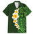 Green Polynesia Family Matching Mermaid Dress and Hawaiian Shirt Plumeria Tropical Leaves With Galaxy Polynesian Art LT14 Dad's Shirt - Short Sleeve Green - Polynesian Pride