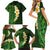 Green Polynesia Family Matching Short Sleeve Bodycon Dress and Hawaiian Shirt Plumeria Tropical Leaves With Galaxy Polynesian Art LT14 - Polynesian Pride