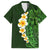 Green Polynesia Family Matching Short Sleeve Bodycon Dress and Hawaiian Shirt Plumeria Tropical Leaves With Galaxy Polynesian Art LT14 Dad's Shirt - Short Sleeve Green - Polynesian Pride