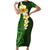 Green Polynesia Family Matching Short Sleeve Bodycon Dress and Hawaiian Shirt Plumeria Tropical Leaves With Galaxy Polynesian Art LT14 Mom's Dress Green - Polynesian Pride