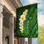 Green Polynesia Garden Flag Plumeria Tropical Leaves With Galaxy Polynesian Art LT14 House Flag Green - Polynesian Pride