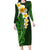 Green Polynesia Long Sleeve Bodycon Dress Plumeria Tropical Leaves With Galaxy Polynesian Art LT14 Long Dress Green - Polynesian Pride