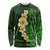 Green Polynesia Long Sleeve Shirt Plumeria Tropical Leaves With Galaxy Polynesian Art LT14 Unisex Green - Polynesian Pride