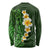 Green Polynesia Long Sleeve Shirt Plumeria Tropical Leaves With Galaxy Polynesian Art LT14 - Polynesian Pride