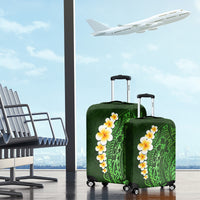 Green Polynesia Luggage Cover Plumeria Tropical Leaves With Galaxy Polynesian Art LT14 - Polynesian Pride