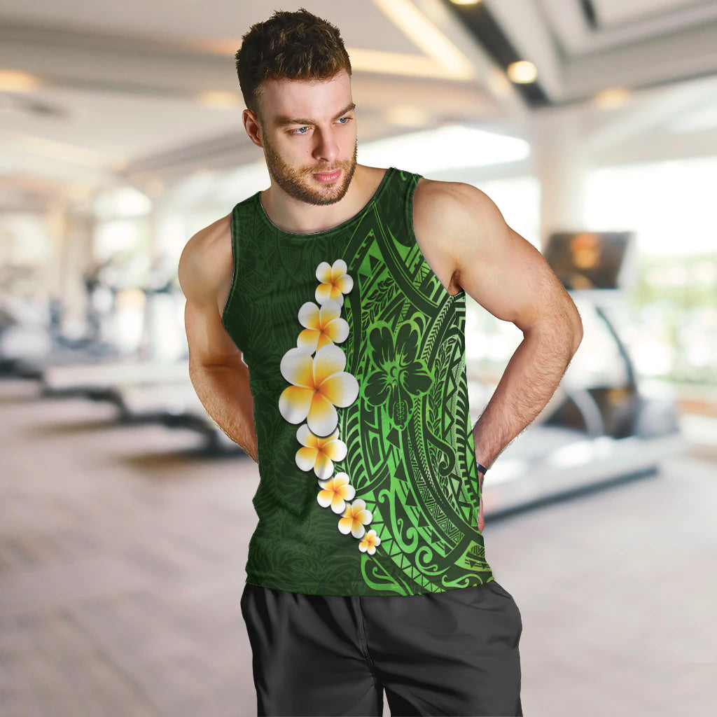 Green Polynesia Men Tank Top Plumeria Tropical Leaves With Galaxy Polynesian Art LT14 Green - Polynesian Pride